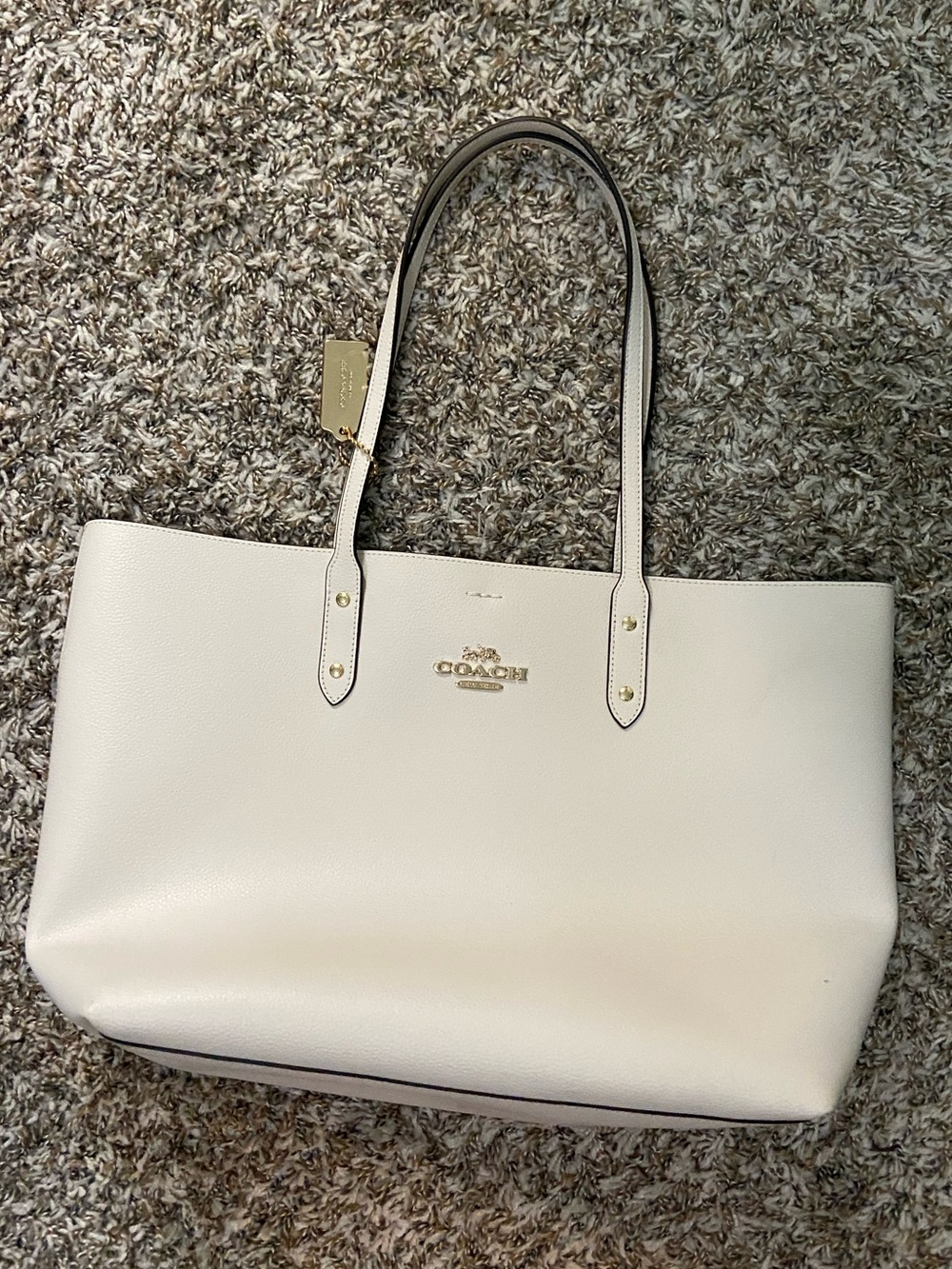 Coach Leather Tote in Cream with Gold Hardware